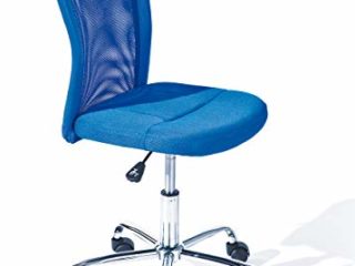 Inter Link Silla giratoria infantil, silla de oficina silla giratoria juvenil, silla para escritorio, de metal, cubierta de malla azul 43 x 56 x 88-98 cm