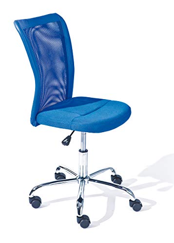 Inter Link Silla giratoria infantil, silla de oficina silla giratoria juvenil, silla para escritorio, de metal, cubierta de malla azul 43 x 56 x 88-98 cm