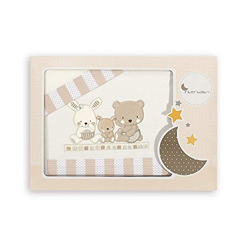 INTERBABY - Juego de sábanas para cuna LOVE color beige