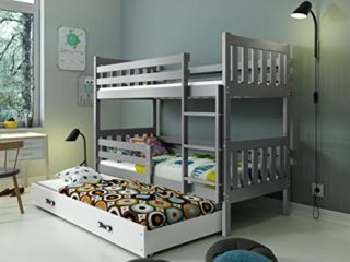 INTERBEDS LITERA Infantil Triple (3 Camas) 190x80, CARINO, colchones incluidos! (Gris)