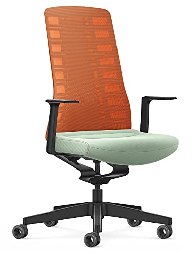 Interstuhl Silla de Oficina Pure Active Edition – Adaptación al Peso y al Movimiento – tecnología ergonómica Smart Spring (Naranja I Menta)