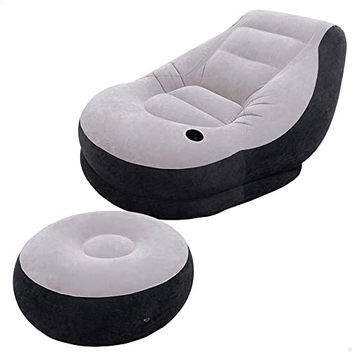 INTEX 68564NP - Sillón+reposapiés hinchables 99x130x76 64x28 cm - gris
