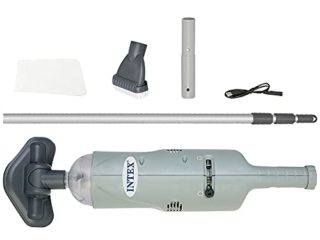 Intex - Limpiafondos manual, Aspirador piscina INTEX, Aspirador de fondo de piscinas, autonomía 50 minutos, 2 cepillos intercambiables, tubo telescópico 2,39 cm, INTEX