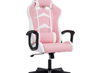 IntimaTe WM Heart Silla Gaming con Respaldo Alto Cojín Lumbar & Cabeza Almohada, Altura Ajustable 360° Giratorio y Reposabrazos Fijos (Pink)
