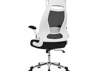 IntimaTe WM Heart Silla Oficina Ergonomica, Silla Giratoria Escritorio de Malla Tela con Respaldo Alto, Silla Estudio con Reposabrazos Plegables (Blanco)