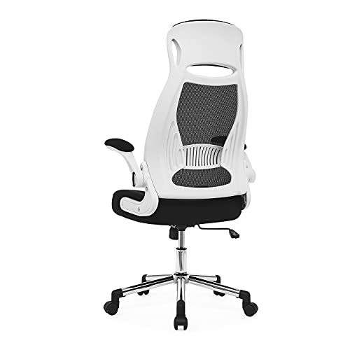 IntimaTe WM Heart Silla Oficina Ergonomica, Silla Giratoria Escritorio de Malla Tela con Respaldo Alto, Silla Estudio con Reposabrazos Plegables (Blanco)