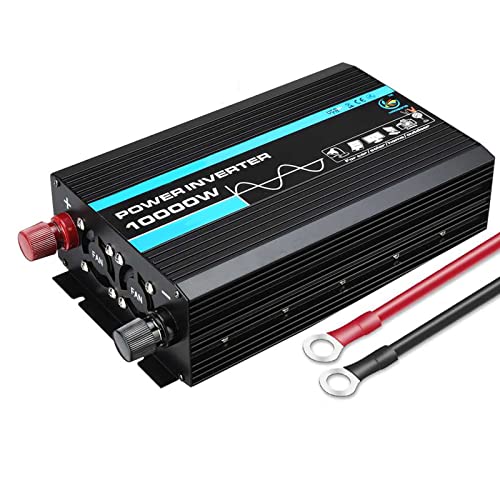 Inversor de corriente, inversor de corriente para coche 10000W Inversor de onda sinusoidal pura Convertidor de voltaje Inversor de corriente para coche DC12V / 24V a AC 220V / 110V Transform(Size:12V)