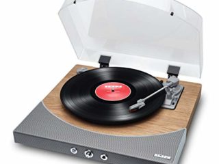 ION Audio Premier LP - Tocadiscos de vinilo Bluetooth, de 3 velocidades, altavoces estéreo, salida USB para convertir vinilos a formato digital, salidas auriculares y RCA, acabado en madera natural
