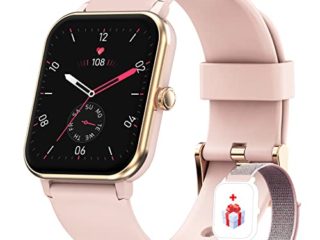 IOWODO Smartwatch R3PRO,Reloj Inteligente Mujer Impermeable IP68 con Oxímetro(SpO2),1.69" Pantalla con Termómetro Digital,Pulsómetro,Sueño,Podómetro,Pulsera de Actividad para Android iOS(2 Correas)