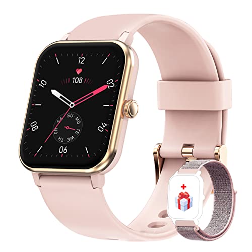 IOWODO Smartwatch R3PRO,Reloj Inteligente Mujer Impermeable IP68 con Oxímetro(SpO2),1.69" Pantalla con Termómetro Digital,Pulsómetro,Sueño,Podómetro,Pulsera de Actividad para Android iOS(2 Correas)