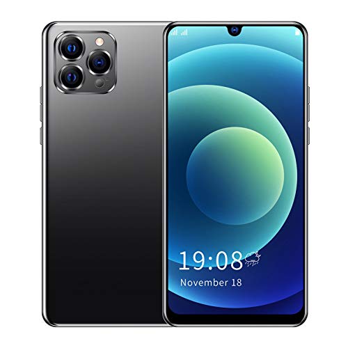 IP12 Pro teléfono Inteligente 6.26 Pulgadas, 1 + 8 GB HD 720 x 1560 HD teléfono Inteligente con Pantalla de Gota de Agua Completa para Android 8.1, Compatible con reconocimiento Facial (Negro)