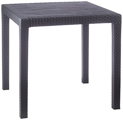 IPAE-PROGARDEN 8330121 - Mesa Resina Ratan Antracita King, 79x79x72