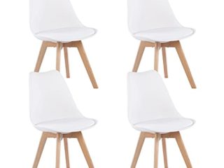 IPOTIUS Sillas Comedor Pack 4 Blanco, Silla de Madera Comedor de Haya, Silla de Estilo nórdico, Apto para Silla para Comedor, Dormitorio, Cocina