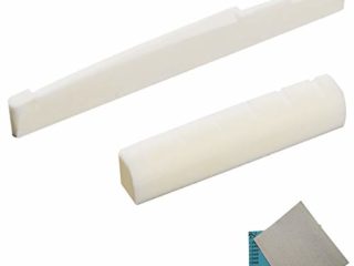 Irich Tuerca de Guitarra y Saddle Kit, Puente y Sillín de 6 Cuerdas Piezas de Repuesto para Guitarra con 2 Hojas Papel de Lija