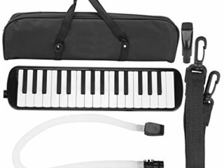 Irin Melodica Melodica, un hermoso sonido y material ecológico Boquilla pequeña Irin Melodica Instrumento musical de viento de 32 teclas adecuado para la práctica de principiantes + bolsa(Negro)
