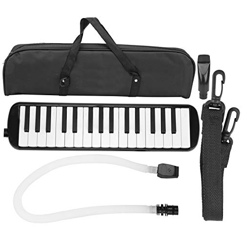 Irin Melodica Melodica, un hermoso sonido y material ecológico Boquilla pequeña Irin Melodica Instrumento musical de viento de 32 teclas adecuado para la práctica de principiantes + bolsa(Negro)