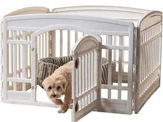 Iris Ohyama, Parque para Perros/Parque para Cachorros, Puerta con pestillo, Clips para un fácil Montaje y desmontaje, Resistente a la Intemperie, para Perro - Pet Circle CI-604E - Blanco