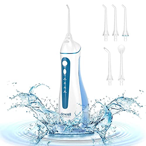 Irrigador Bucal Portatil Profesional - Irrigador Dental con 5 Boquillas 4 Modos, IPX7 Impermeable Limpieza Dientes, Recargable para Limpieza Dental, Irrigadores bucales Electrico Portátil de Viaje