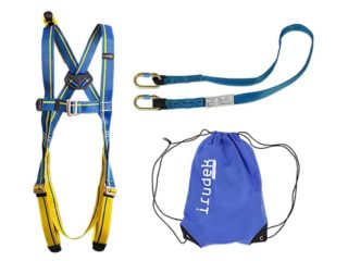 Irudek 100908400008 Sistema de retención HIMALAYA ECO - Arnés anticaidas + 2xMosquetones de acero + cinta anclaje + bolsa nylon