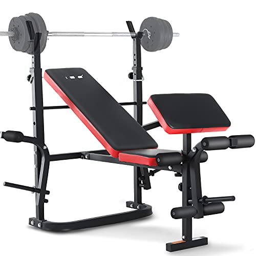 ISE Banco de Musculación Multifuncional Inclinable para Entrenamiento Completo, Banca de Peso Ajustable Plegable Fitness Doméstico para Casa, Máx 120KG, SY-5430B