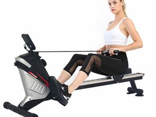 ISE Máquina de Remo Plegable para Casa, Silenciosa, Freno Magnético, 8 Niveles de Resistencia, Fuerza de Tracción máx de 15KG, Corredera de Aluminio, Nuevo Diseño Interno, SY-1750