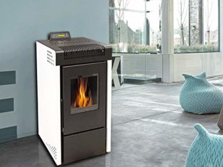 Isola 9kw STOVIA - Estufa de pellets con mando a distancia con wifi, color blanco