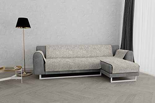 Italian Bed Linen Glamour” Anti-Deslizamiento Funda para sofà con Chaise-Longue Derecha, Beige, 290cm