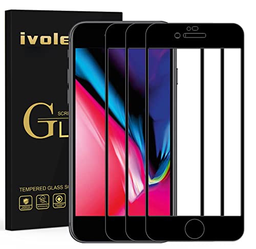ivoler 3 Piezas Protector de Pantalla para iPhone 8 Plus/iPhone 7 Plus, [Cobertura Completa] Cristal Vidrio Templado Premium, [Dureza 9H] [Anti-Arañazos] [Sin Burbujas] - Negro