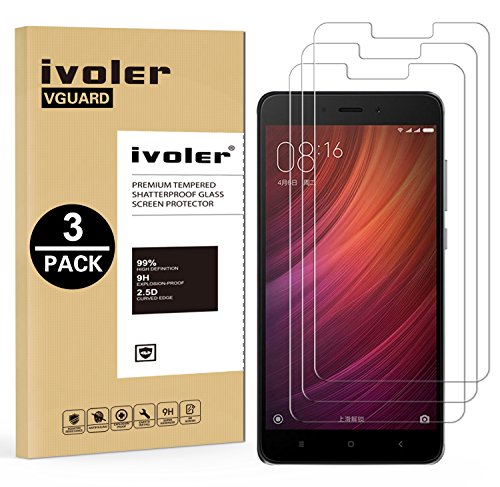 ivoler [3 Piezas] Protector de Pantalla para Xiaomi Redmi Note 4 / Xiaomi Redmi Note 4X, Cristal Vidrio Templado Premium