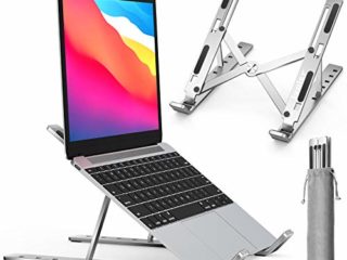 ivoler Soporte Portátil Mesa 6 Ángulos Ajustables, Aleación de Aluminio, Soporte Ordenador Portatil Ventilado Plegable para 10-15.6”Macbook, DELL, Chrome, Otros Portátiles y Tableta - Plata