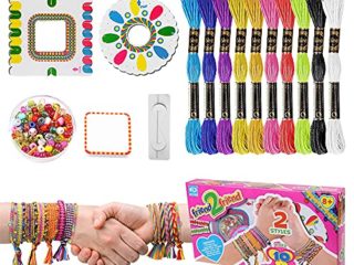 IWILCS Kit Fabricación Pulseras Amistad,Kit de Pulseras de la Amistad,Kit de Pulsera de Amistad para niños con 10 Colores de Hilo de algodón de Colores,para Regalar Al Mejor Amigo(Rosa)