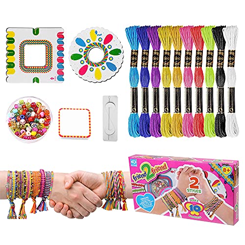 IWILCS Kit Fabricación Pulseras Amistad,Kit de Pulseras de la Amistad,Kit de Pulsera de Amistad para niños con 10 Colores de Hilo de algodón de Colores,para Regalar Al Mejor Amigo(Rosa)