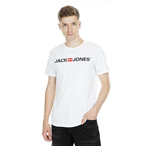 Jack & Jones Jjecorp Logo tee SS Crew Neck Noos Camiseta, Blanco (White), M para Hombre