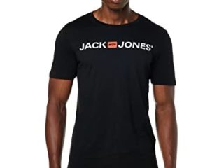JACK & JONES Jjecorp Logo Tee Ss Crew Neck Noos, Camiseta Hombre, Negro (Black), L