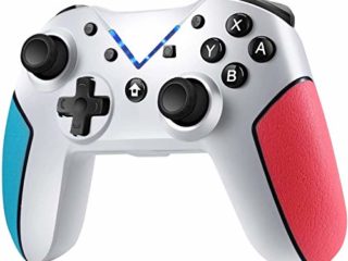 Jamswall&1 Mando Compatible para Nintendo Switch, Controlador Inalámbrico Bluetooth Apoya Vibración, Turbo y Giroscopio, Gamepad Compatible para Nintendo Switch/Lite/Android/PS3/PC (Blanco)