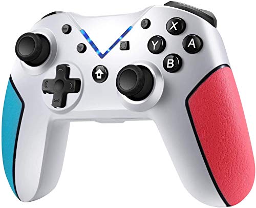 Jamswall&1 Mando Compatible para Nintendo Switch, Controlador Inalámbrico Bluetooth Apoya Vibración, Turbo y Giroscopio, Gamepad Compatible para Nintendo Switch/Lite/Android/PS3/PC (Blanco)