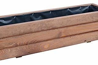 Jardinera de madera para jardín o terraza, ya montada, D6, nuez (longitud de 90 cm)