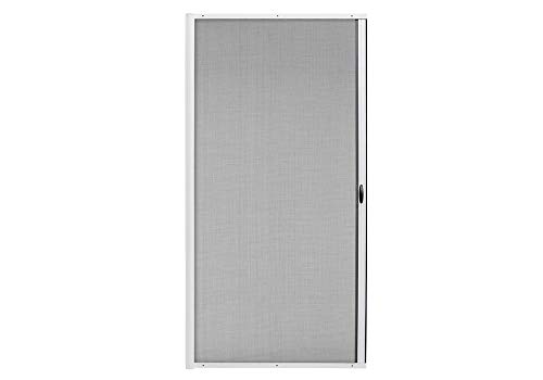 jarolift 3 en 1 Zanzara Puerta Mosquitera Corredera con Marco de Aluminio, Protección contra Insectos, Kit Acortable, 140 x 240 cm (Ancho x Alto), Color Blanco