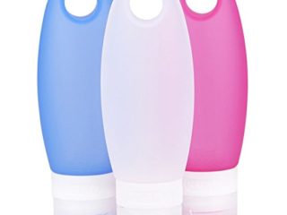JasCherry Botella Portátil de Viaje de Silicona - Contenedores para Champú, Bálsamo, Crema de Baño, Loción etc - 3 Pzs / 98 ml