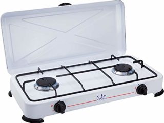 Jata CC705 Cocina de Gas para Camping con 2 Quemadores Con Tapa y Parrilla Apta para Todo Tipo de Gas Licuado