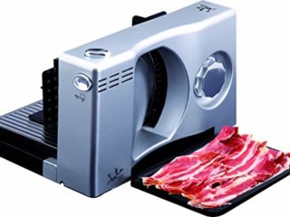 Jata CF301 Cortafiambres Compacta con Zona de Corte y Carro de Acero Inoxidable Desmontable de alta Precisión Base Plegable Bandeja Recogelonchas