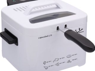 Jata FR278 Freidora con Capacidad de 2,5 l Resistencia Sumergida Cestillo con Mango Abatible 100% Desmontable Antimezcla de Sabores Filtro en Tapa