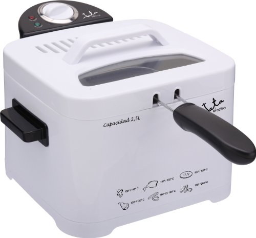 Jata FR278 Freidora con Capacidad de 2,5 l Resistencia Sumergida Cestillo con Mango Abatible 100% Desmontable Antimezcla de Sabores Filtro en Tapa
