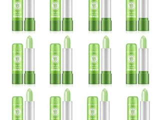 JAWSEU 12 Piezas Barras de Labios hidratante Duradero pintalabios Cambia Color Natural lápiz Labial Aloe Vera pintalabio, Lipstick pintalabios mágico Aloe Vera Labial Que Puede Cambiar de Color 3.5g