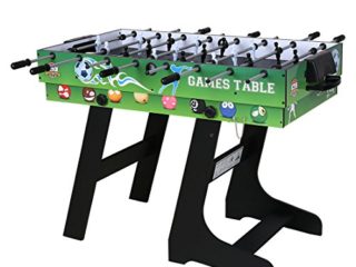 JCF 4 en 1 Mesa de Multijuegos Futbolín Mesa de Billar Hockey Mesa de PingPong con Patas Plegables 4 Pies Verde