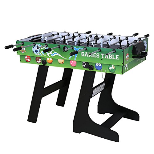 JCF 4 en 1 Mesa de Multijuegos Futbolín Mesa de Billar Hockey Mesa de PingPong con Patas Plegables 4 Pies Verde
