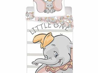 Jerry Fabrics Juego de cama individual funda nórdica + funda de almohada oficial Disney Dumbo de algodón 3915