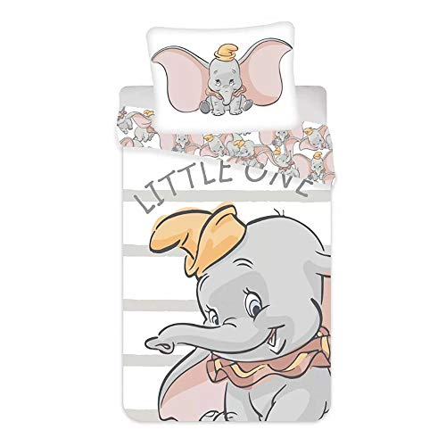 Jerry Fabrics Juego de cama individual funda nórdica + funda de almohada oficial Disney Dumbo de algodón 3915