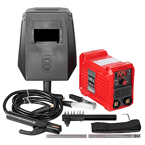 JEVX Mini Soldador Inverter Pequeño 225A - Tecnologia IGBT Corriente Continua DC MMA Pantalla Incluye 4 Electrodos, Careta, Cepillo - Piqueta, Pinza Negativo, Pinza Porta Electrodo