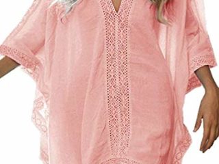 JFAN Camisa Suelto de Bikini Mujer Ropa de Baño Playa Traje de Baño Vestido de Bikini Camisolas y Pareos(Rosa,Talla única)